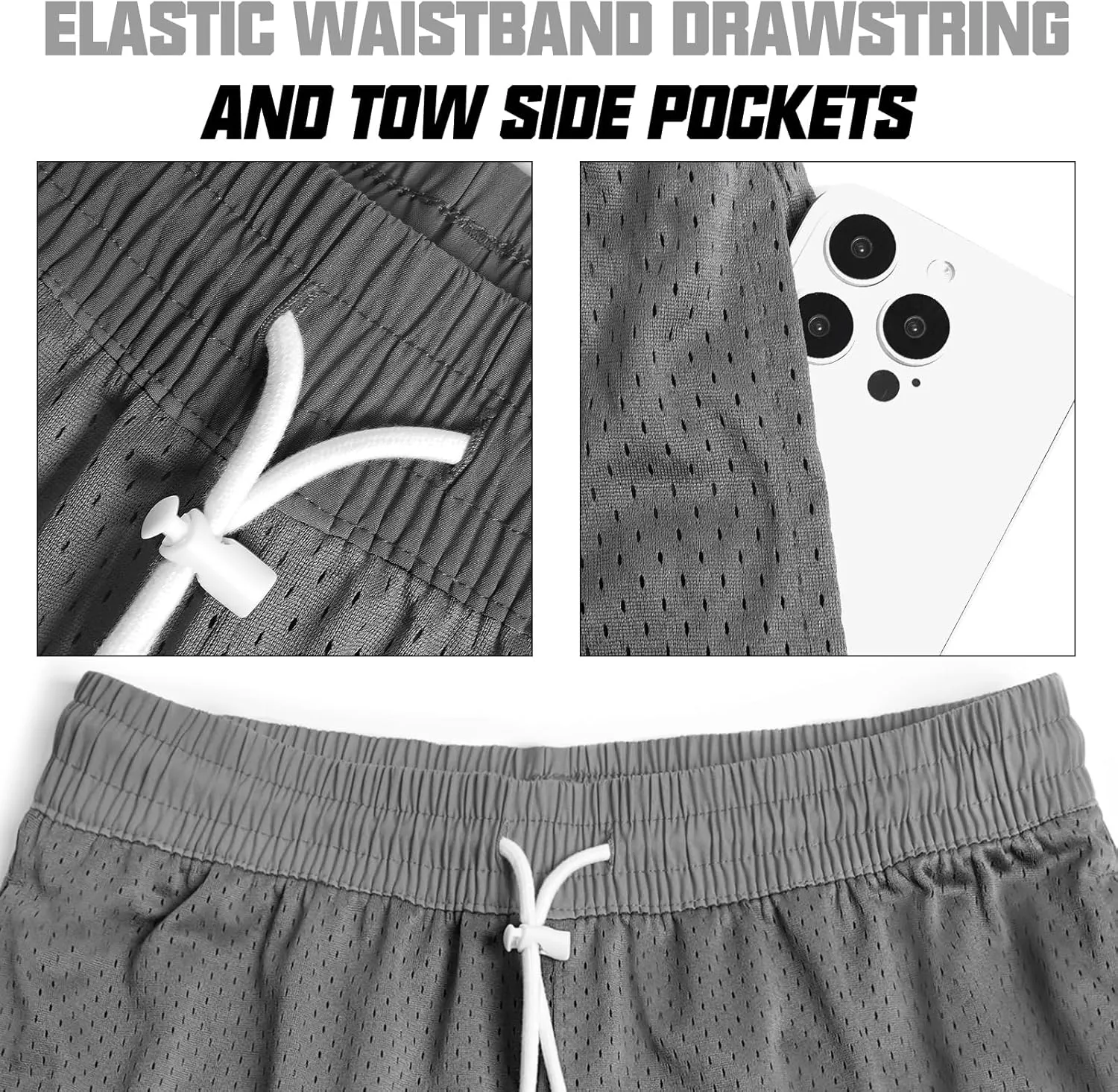 AIMPACT 7" Mens Mesh Shorts Athletic Basketball Shorts Double Layer Gym Workout Shorts with Pocket Drawstring Breathable