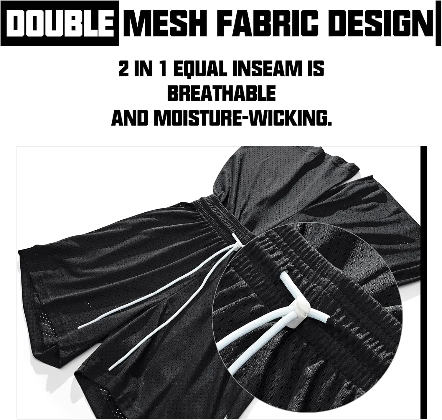 AIMPACT 7" Mens Mesh Shorts Athletic Basketball Shorts Double Layer Gym Workout Shorts with Pocket Drawstring Breathable