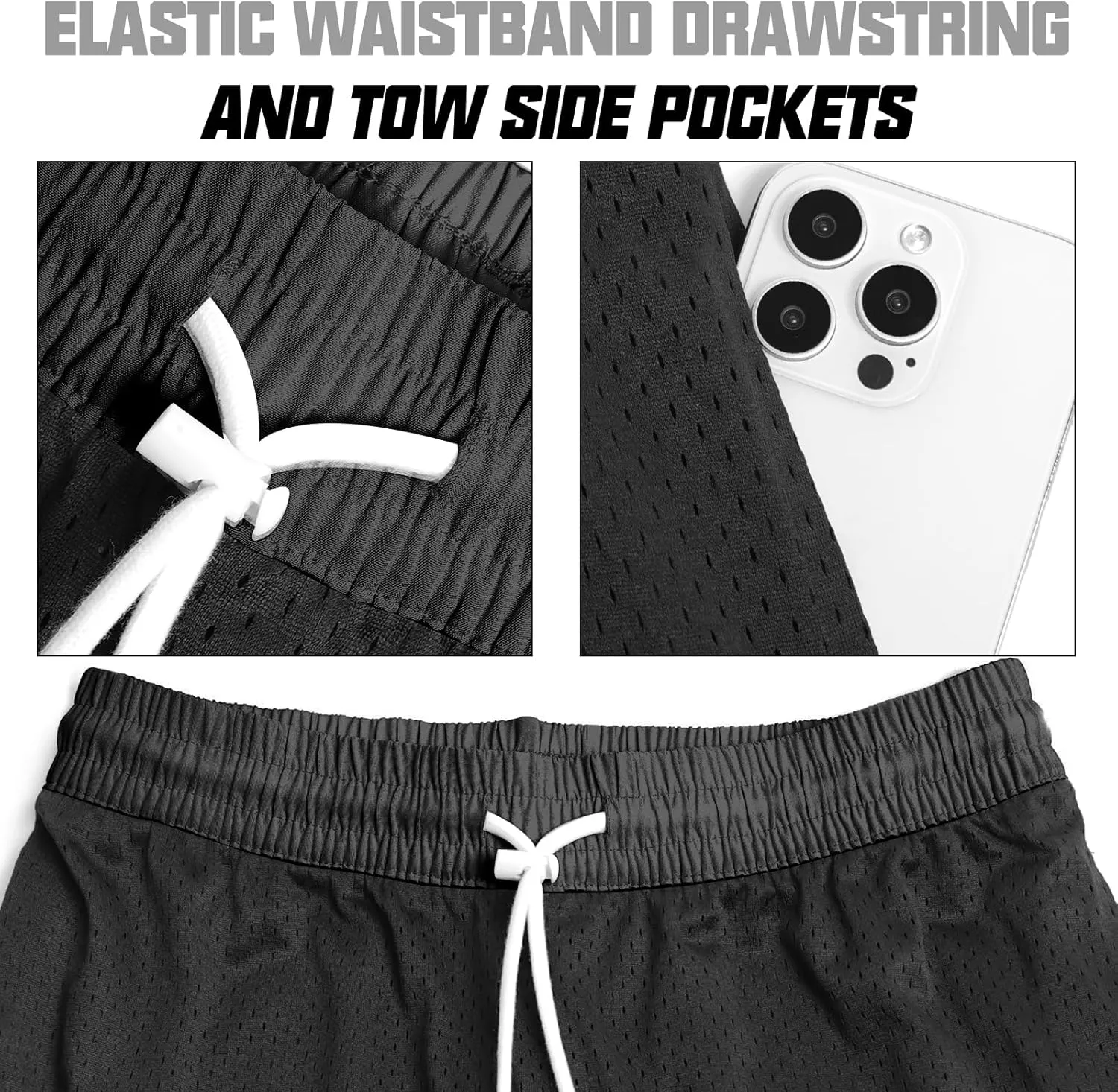 AIMPACT 7" Mens Mesh Shorts Athletic Basketball Shorts Double Layer Gym Workout Shorts with Pocket Drawstring Breathable