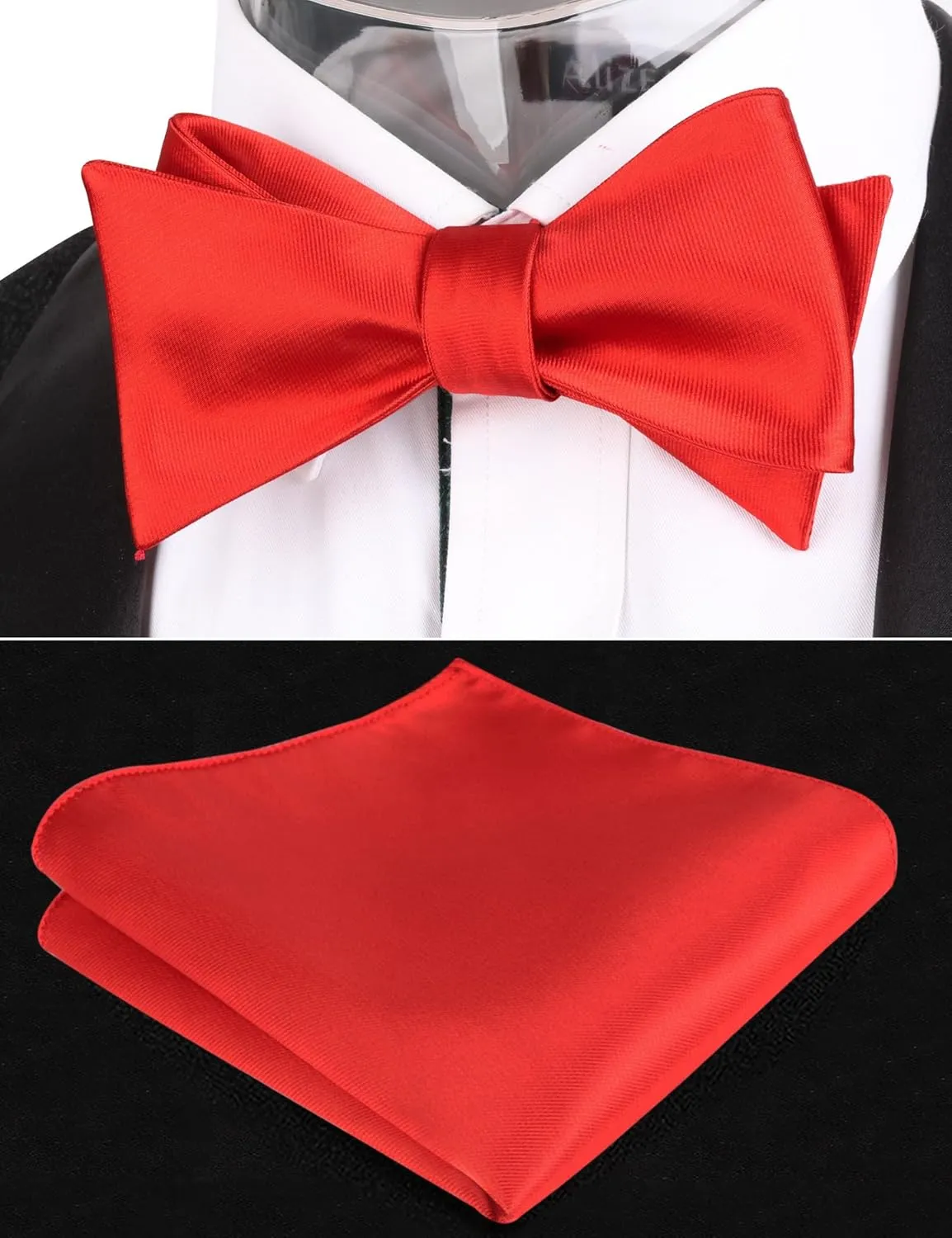 Alizeal Men's Self-tied Solid Color/Animal Pattern Bow Tie and Pocket Square Set
