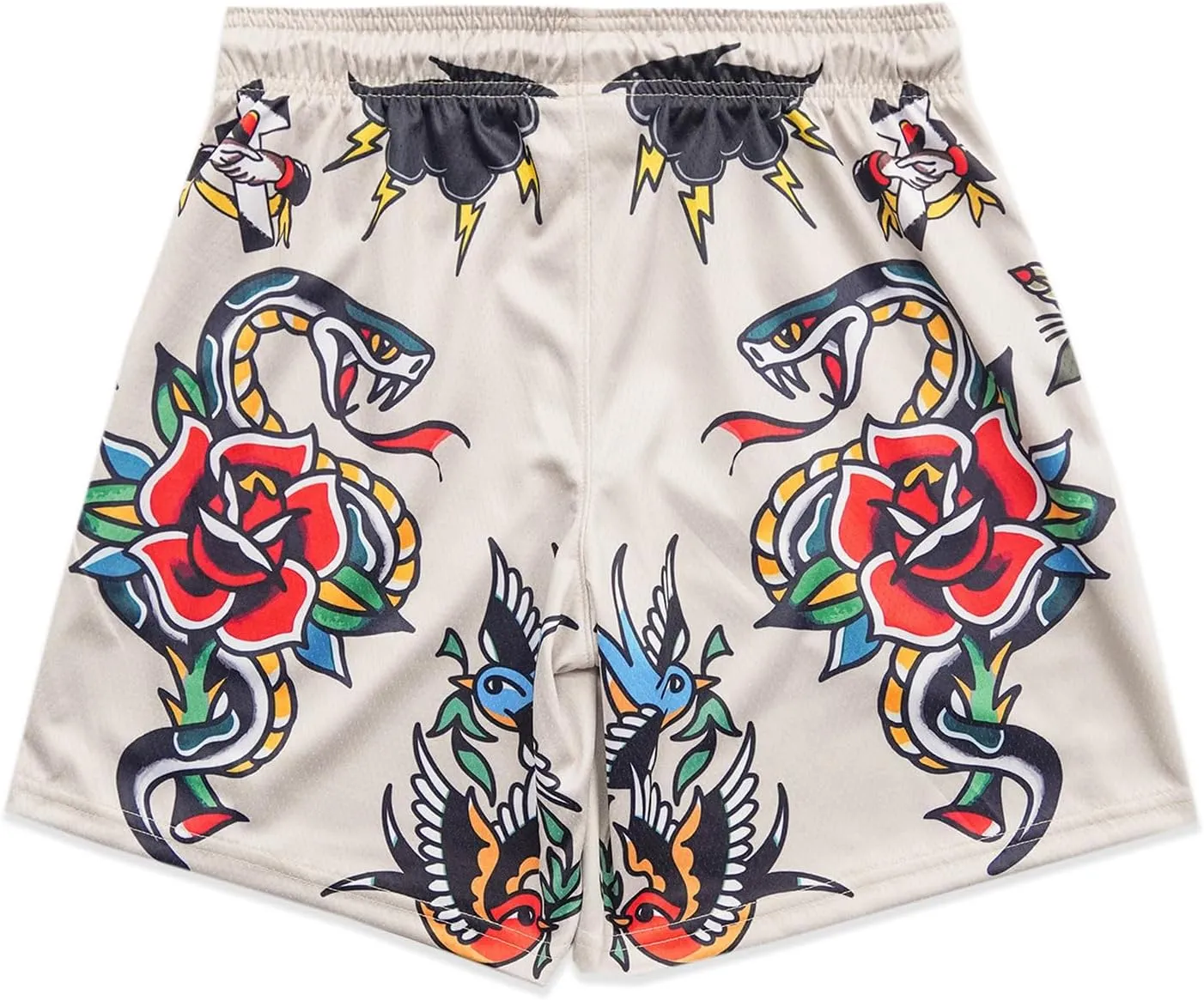 BOOMLEMON Mens Mesh Graphic Print Shorts Summer Basketball Running Shorts Retro Casual Cool Streetwear Short Pants