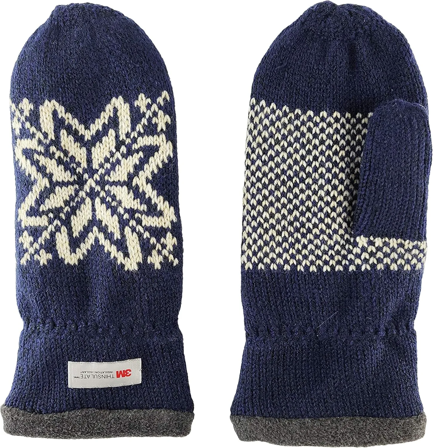BRUCERIVER Mens Snowflake Knit Mittens with Warm Thinsulate Fleece Lining