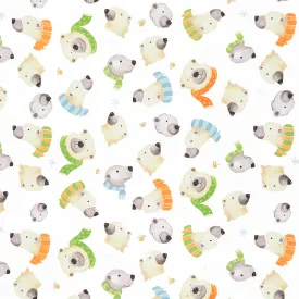 Burr the Polar Bear - Furry Faces White Yardage