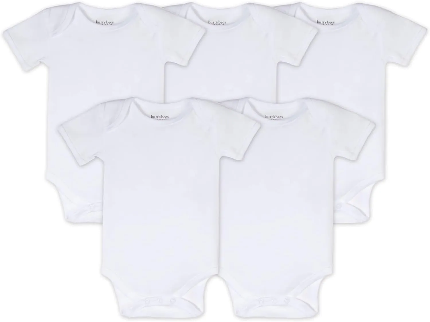 Burt's Bees Baby Unisex Organic Cotton Short and Long Sleeve Bodysuits, 5-Pack