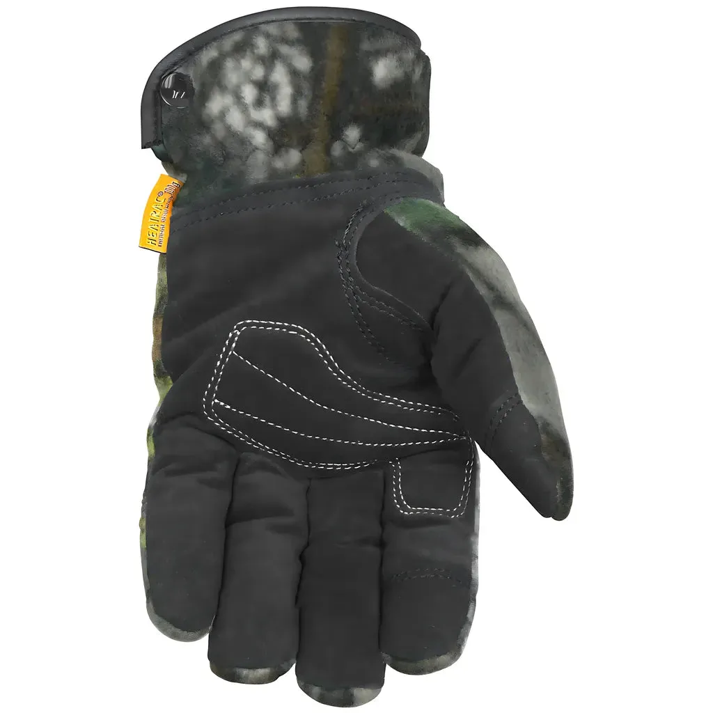 Caiman 2394-3 Synthetic Leather Palm Glove with Camouflage Fleece Back and Heatrac Insulation