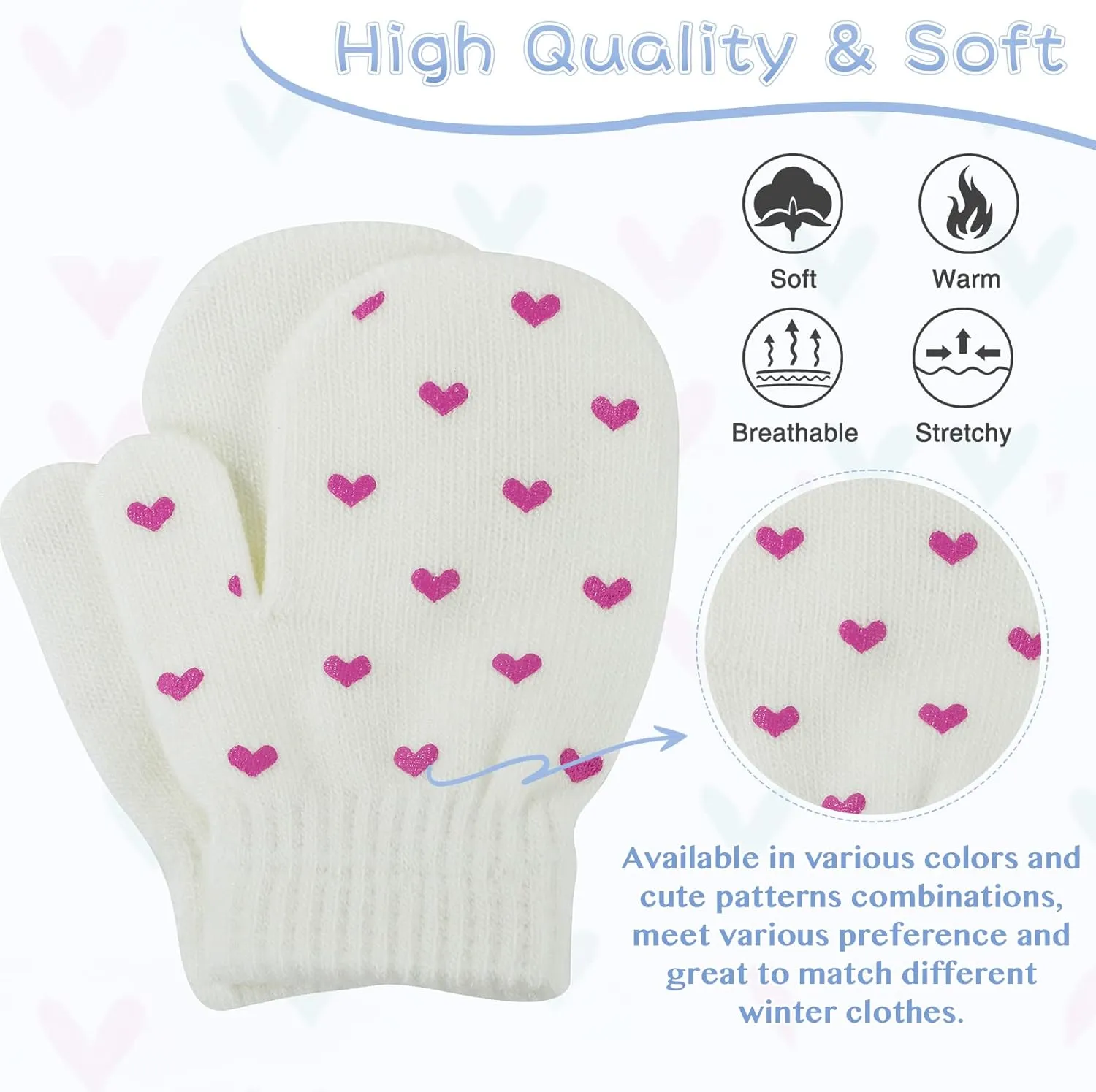 Century Star Toddler Mittens Kids Winter Gloves Knitted Warm Magic Mittens for Boys Girls Fleece Lined Gloves