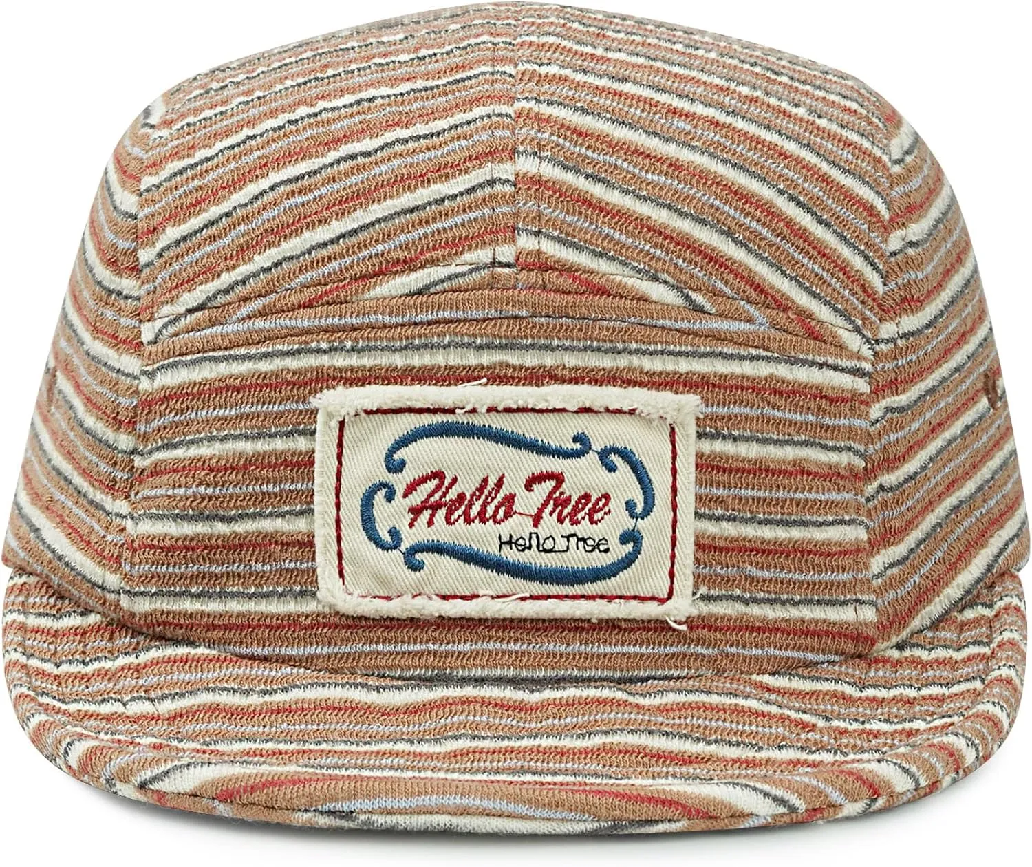 Croogo Short Brim 5 Panel Hat Vintage Striped Style Unisex Baseball Cap with Flat Bill Unstructured Low Profile Hat