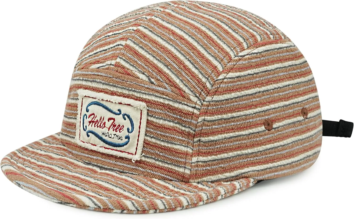 Croogo Short Brim 5 Panel Hat Vintage Striped Style Unisex Baseball Cap with Flat Bill Unstructured Low Profile Hat