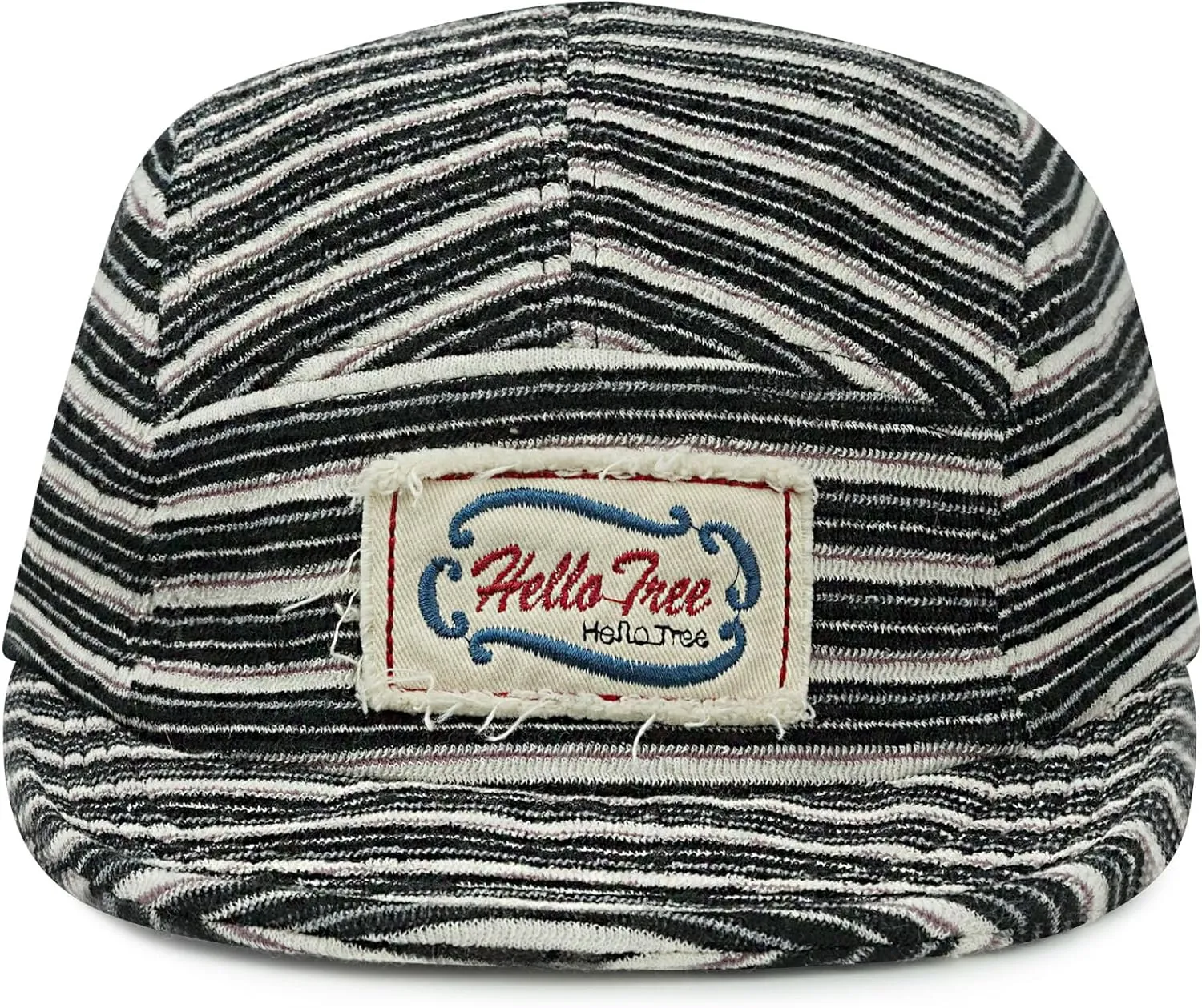 Croogo Short Brim 5 Panel Hat Vintage Striped Style Unisex Baseball Cap with Flat Bill Unstructured Low Profile Hat