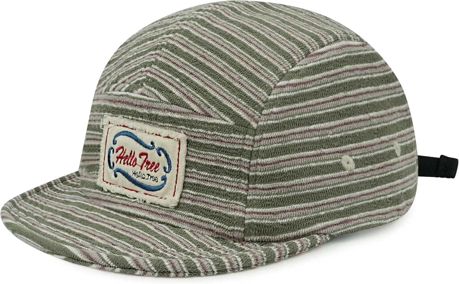 Croogo Short Brim 5 Panel Hat Vintage Striped Style Unisex Baseball Cap with Flat Bill Unstructured Low Profile Hat