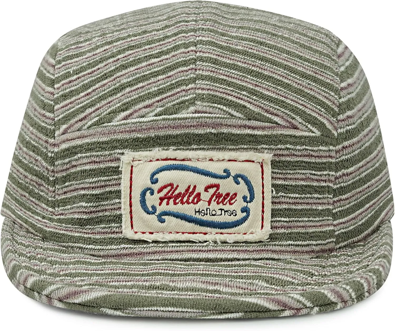 Croogo Short Brim 5 Panel Hat Vintage Striped Style Unisex Baseball Cap with Flat Bill Unstructured Low Profile Hat