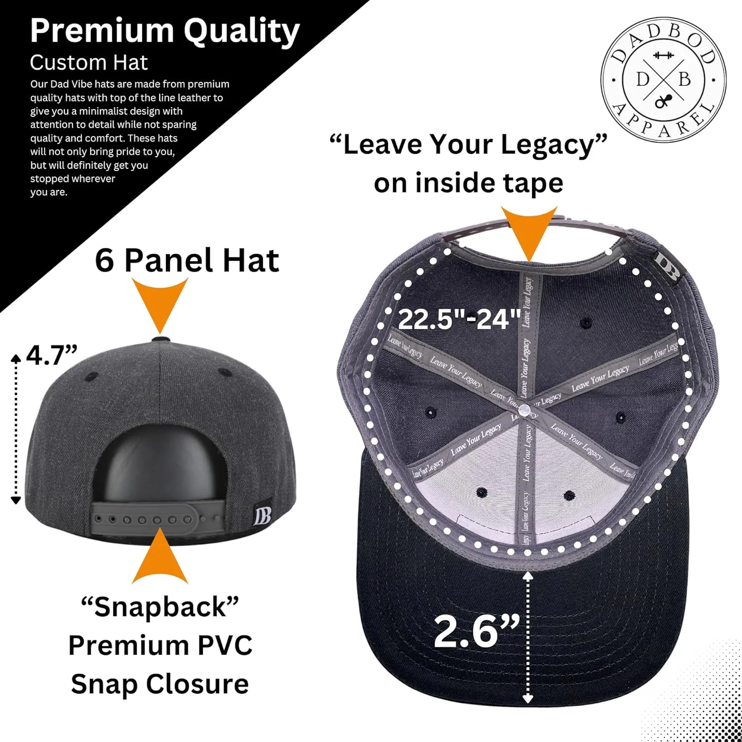 DadVibes Dad Hat - Snapback Baseball Cap Mens Leather Patch