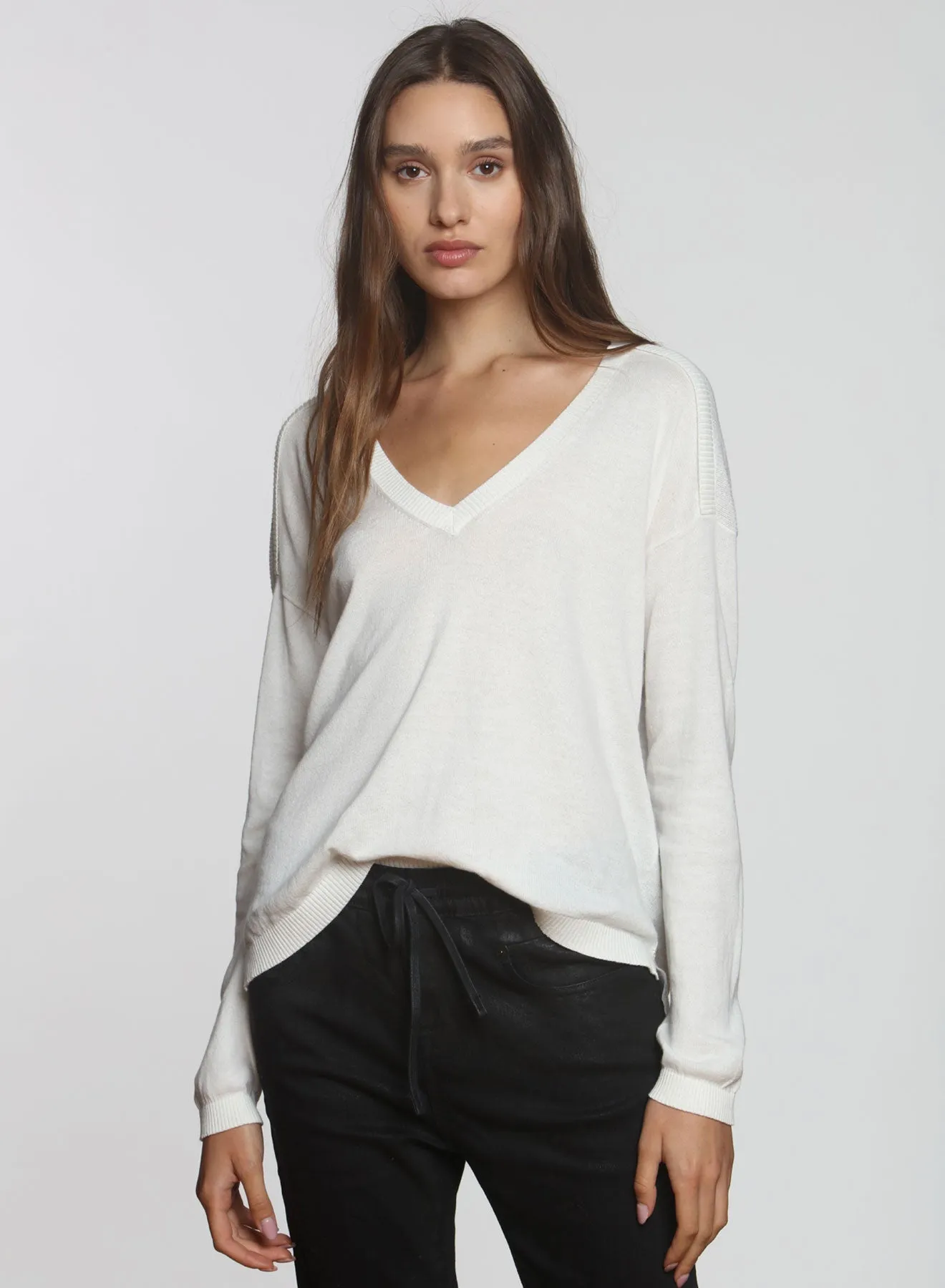 Danni Rib Back Vee - White