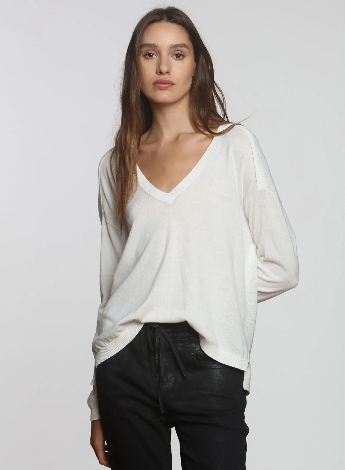 Danni Rib Back Vee - White