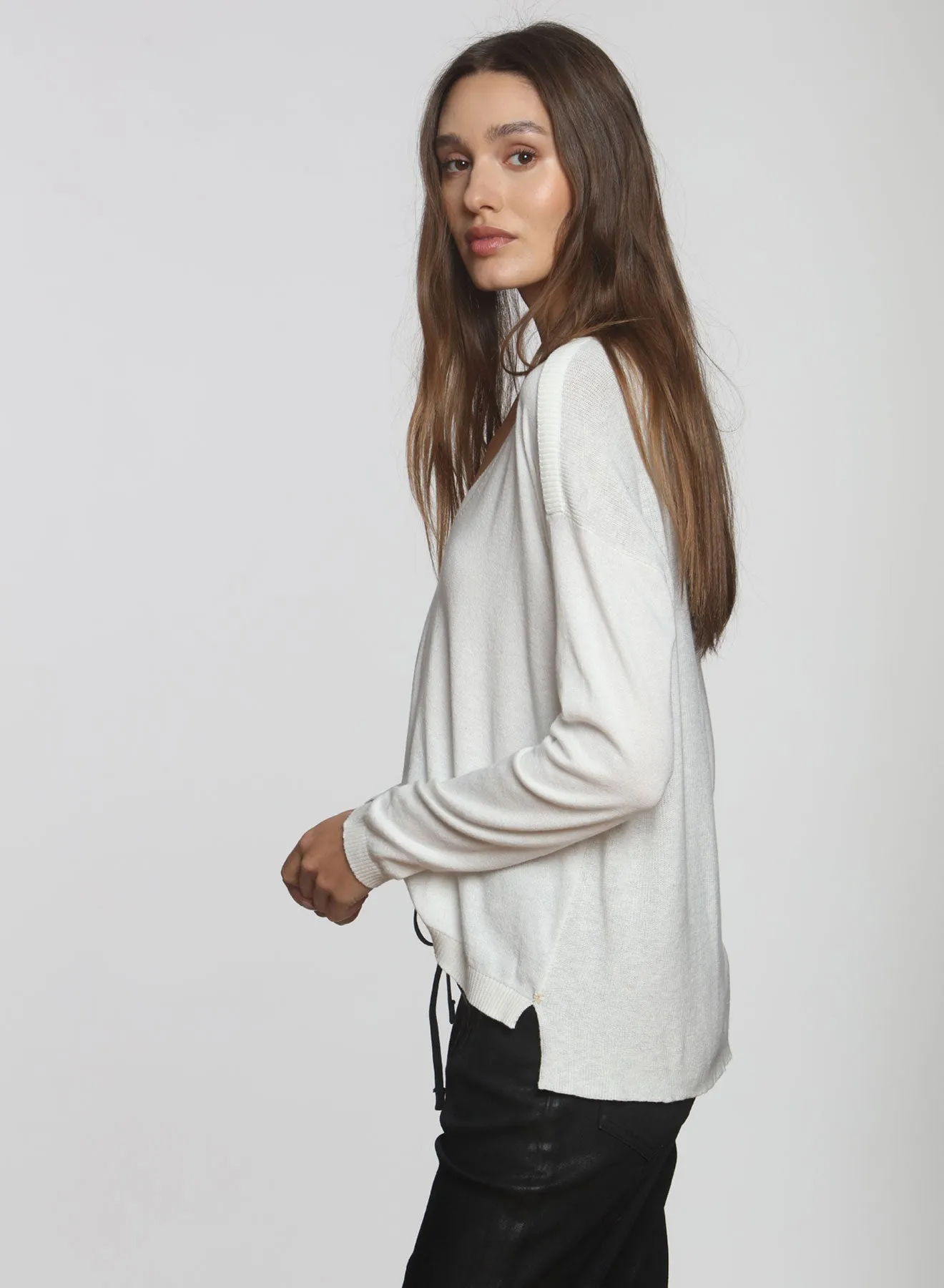Danni Rib Back Vee - White