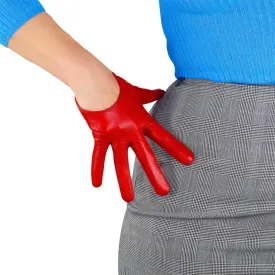 DooWay Women Short Real Leather Dress Gloves TOUCHSSCREEN Half Palm 5" Genuine Import Lambskin Gothic Driving Party Gloves