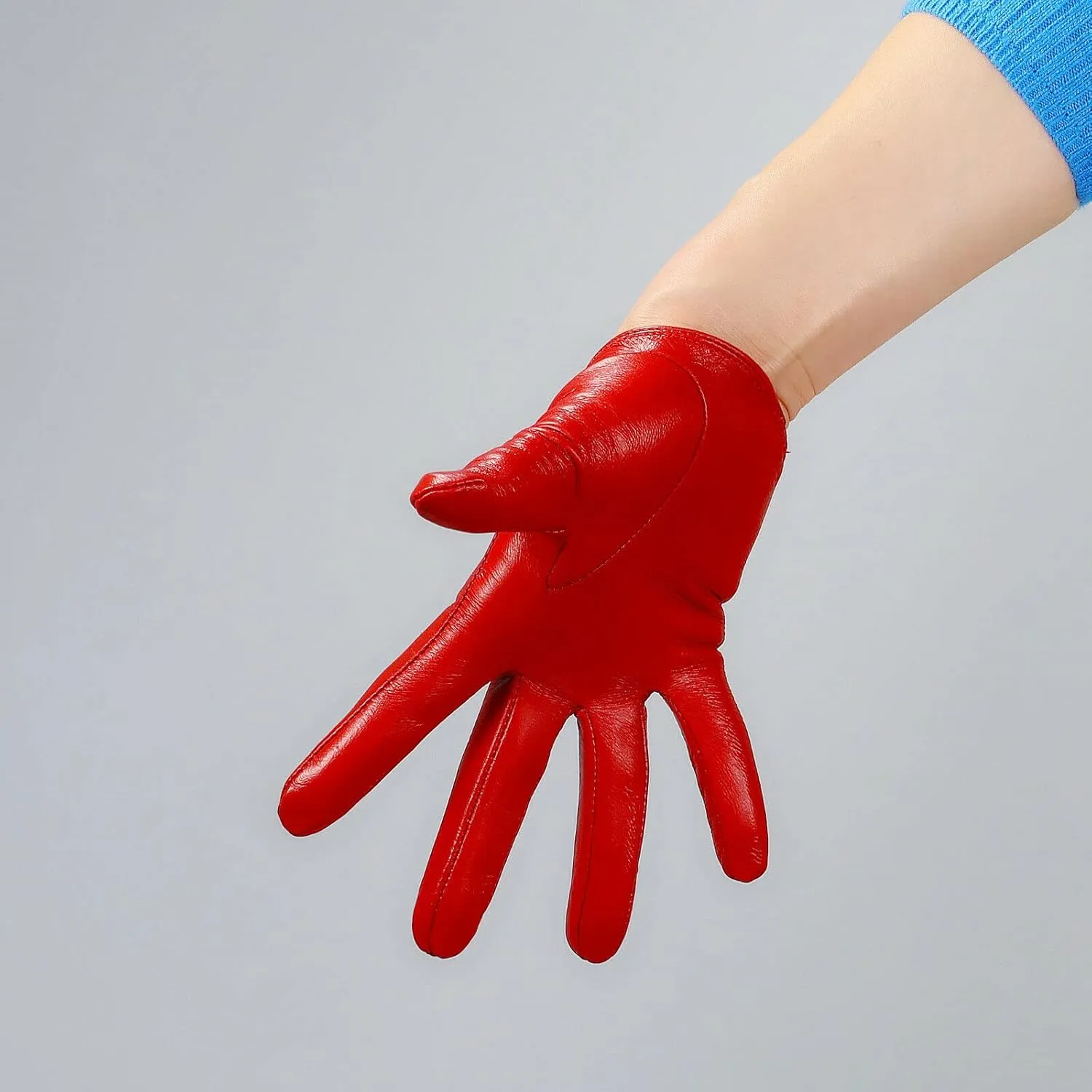 DooWay Women Short Real Leather Dress Gloves TOUCHSSCREEN Half Palm 5" Genuine Import Lambskin Gothic Driving Party Gloves