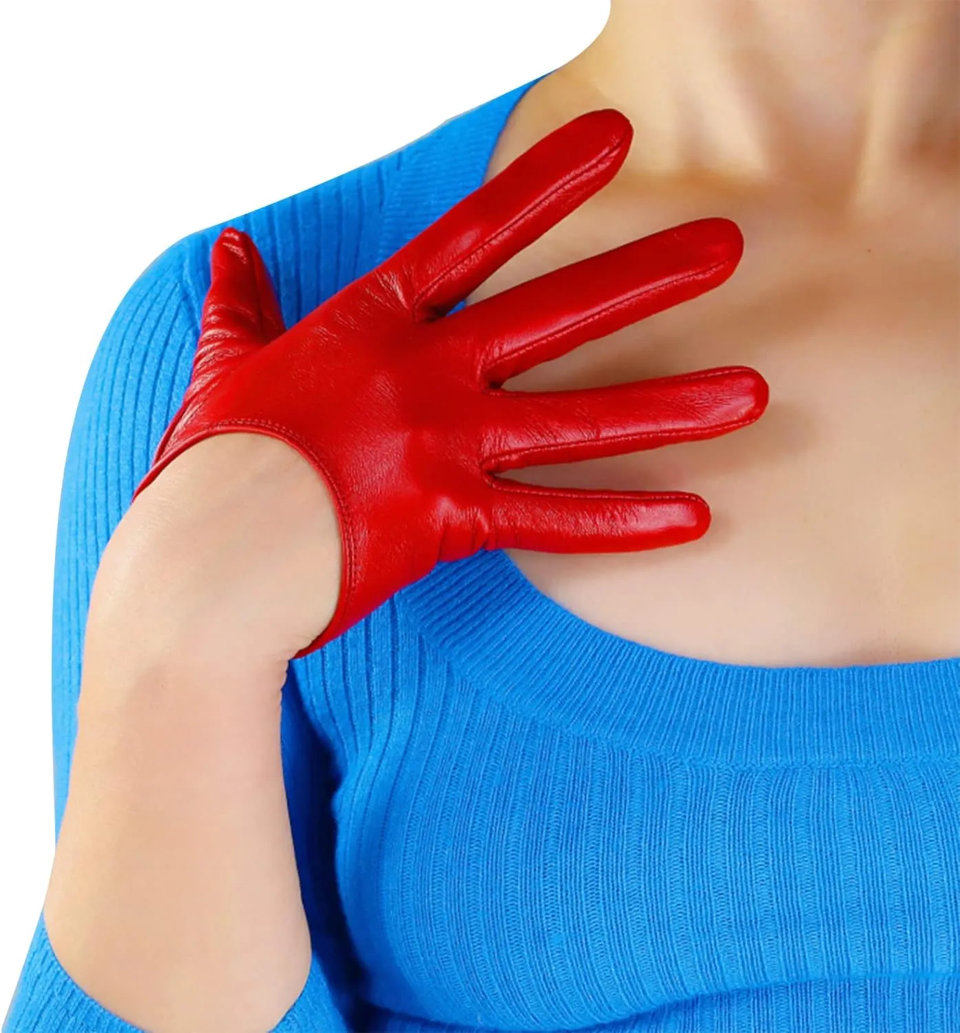 DooWay Women Short Real Leather Dress Gloves TOUCHSSCREEN Half Palm 5" Genuine Import Lambskin Gothic Driving Party Gloves