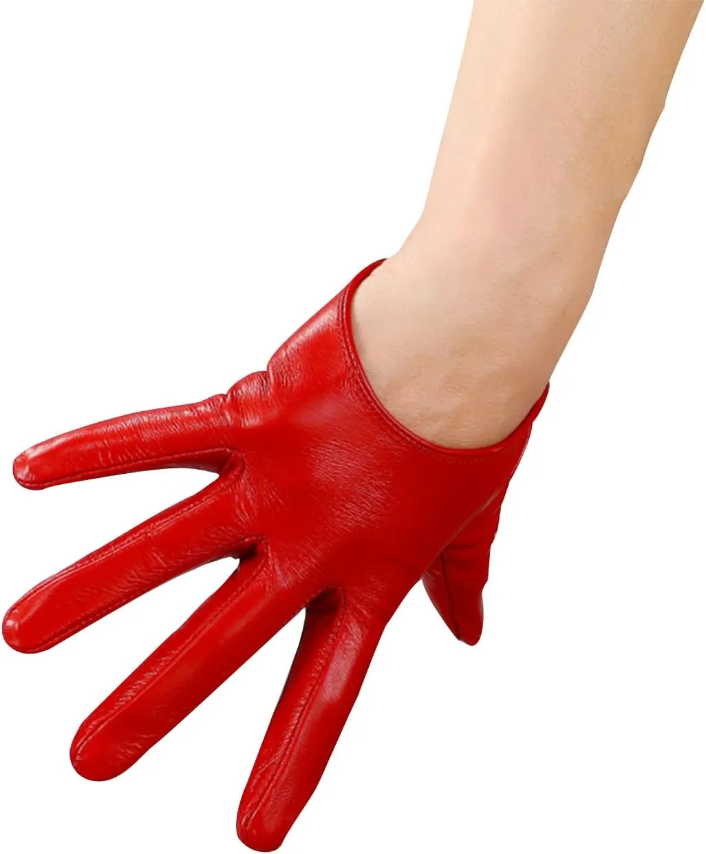 DooWay Women Short Real Leather Dress Gloves TOUCHSSCREEN Half Palm 5" Genuine Import Lambskin Gothic Driving Party Gloves