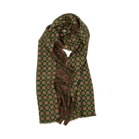 Double-sided silk foulard scarf in green