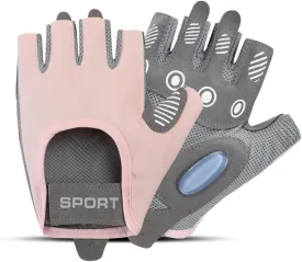 Fitness Sports Gloves, Machine Training Gloves, Anti-Slip Wear, Outdoor Sports Cycling Gloves (Pink, L)