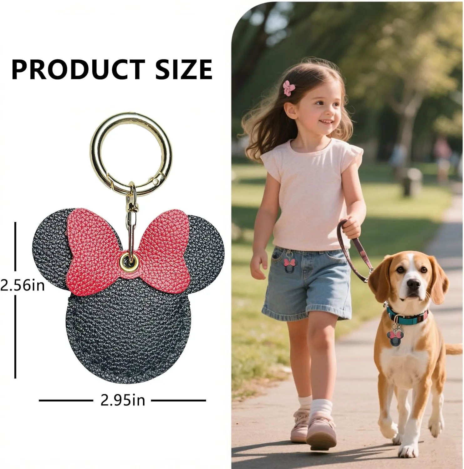 Handmade Genuine Leather Air Tag Holder - Cute Cartoon Keychain for Kids, Pets & Luggage, Durable Anti-Scratch Cover with Hidden Tracker Design, Gift-Ready Black (Compatible with Apple Air Tag)