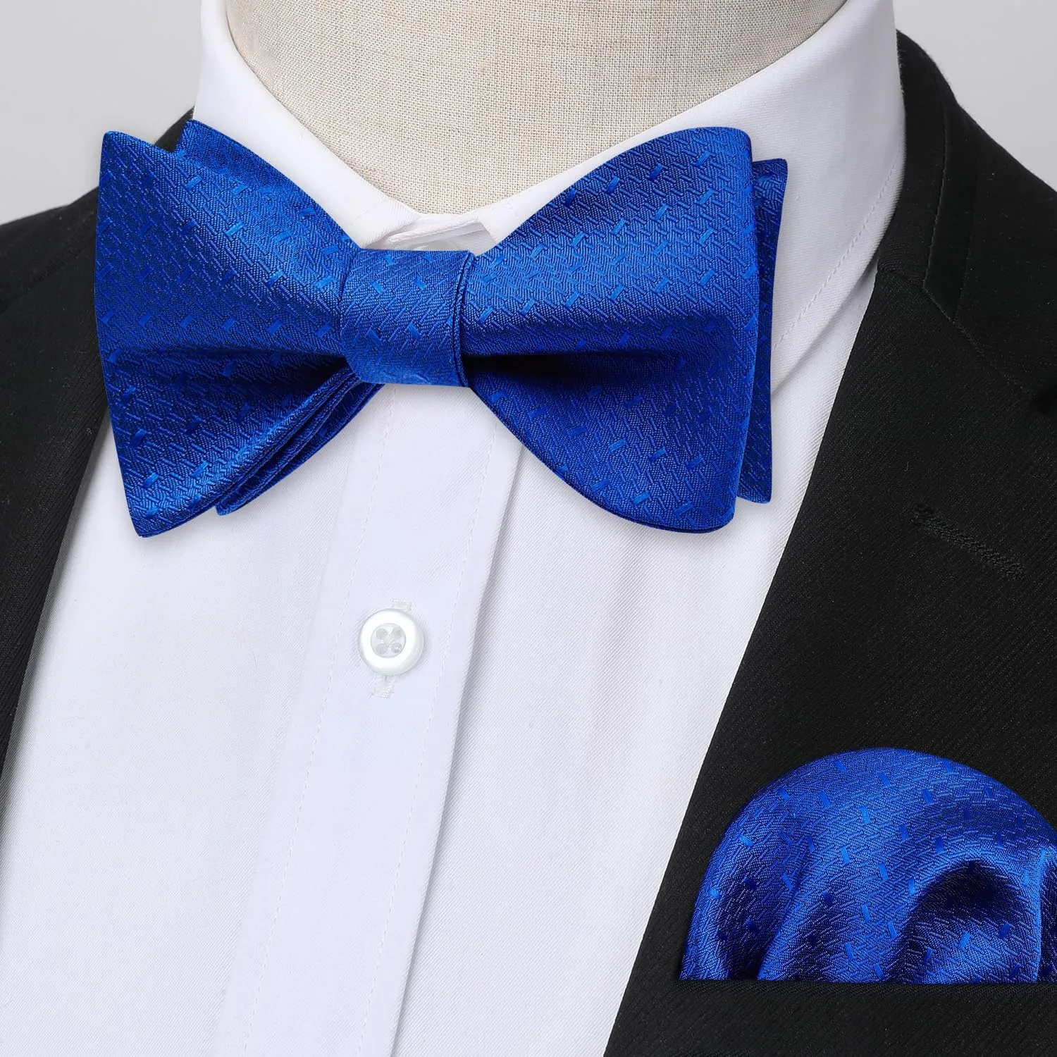 HISDERN Bow Ties for Men Striped Bowties Men's Self Tie Bowtie Handkerchief Formal Tuxedo Wedding Bowties and Pocket Square
