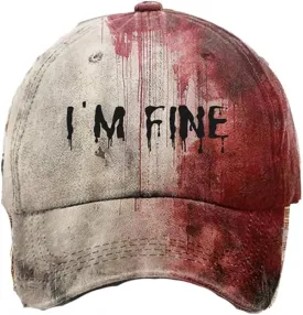 Im Fine Baseball Cap Im Fine Hat Halloween Hats Bloody Cap Funny Hat Women Men Unisex Cap