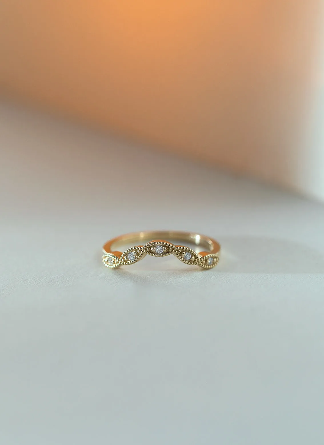 Joshi diamond curve ring 14k gold