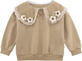 KISBINI Toddler Girl Rainbow Sweatshirt Cotton Crewneck Clothes Outfit for Baby Girls