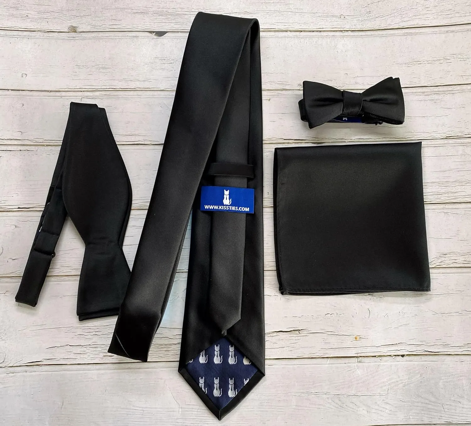 KissTies 1PC/6PCS Satin Pocket Square Solid Color Handkerchief   Gift Box
