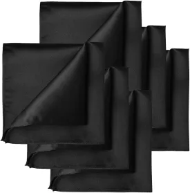 KissTies 1PC/6PCS Satin Pocket Square Solid Color Handkerchief   Gift Box