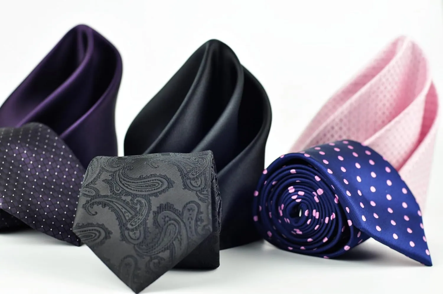KissTies 1PC/6PCS Satin Pocket Square Solid Color Handkerchief   Gift Box