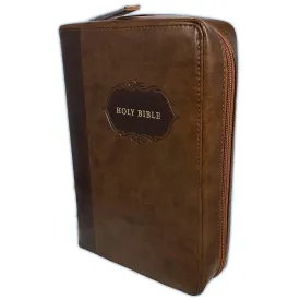 KJV Large Print Zippered Bible with Organizer Cover, brown leathertouch indexed - My Organizer Bible Imitation Leather  December 1, 2020