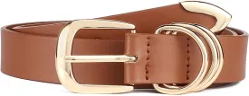 Long Keeper Women Leather Belt Fashion Ladies Waist Belt for Pants Jeans Dresses With Gold Buckle Vegan Leather Casual Belt
