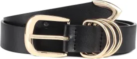 Long Keeper Women Leather Belt Fashion Ladies Waist Belt for Pants Jeans Dresses With Gold Buckle Vegan Leather Casual Belt