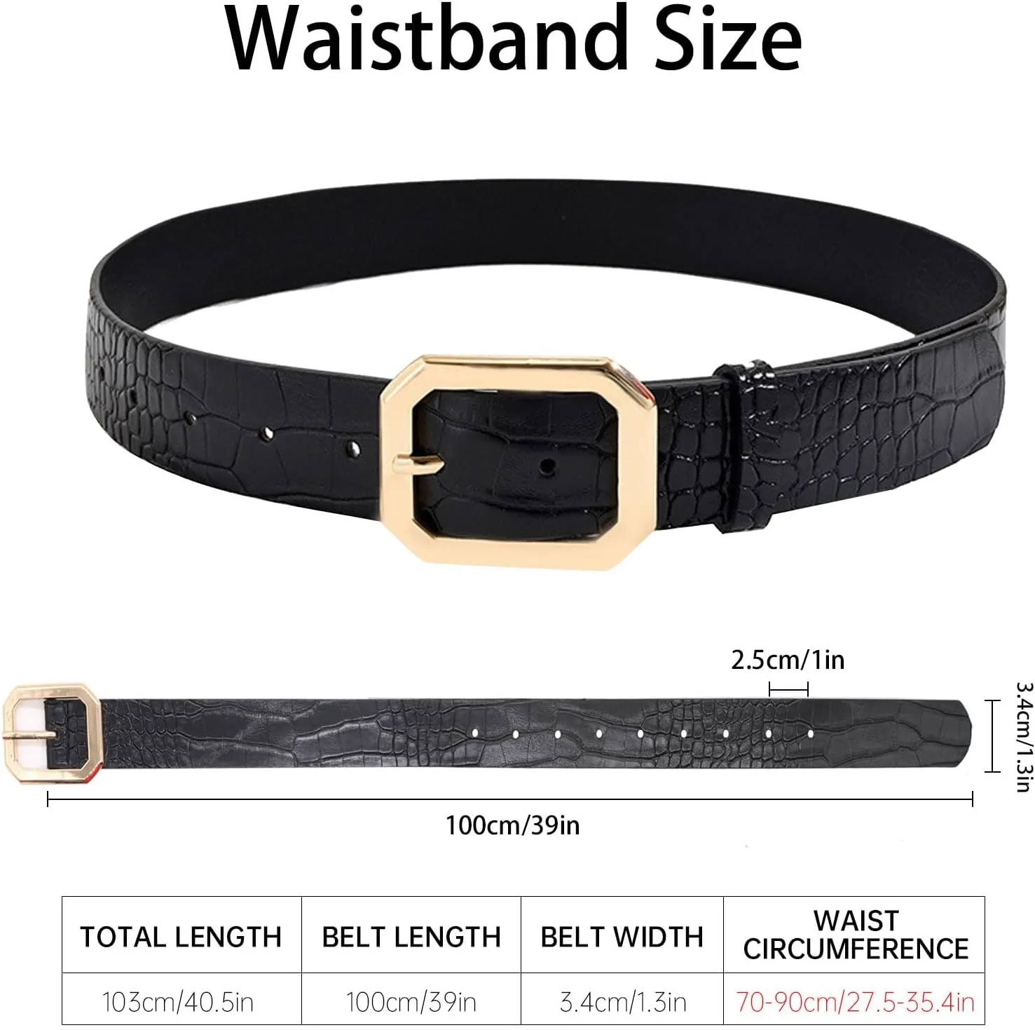 Long Keeper Women Leather Belt - Ladies Waist Belt for Pants Jeans Dresses With Square Buckle Soft Vegan Leather Casual Belt