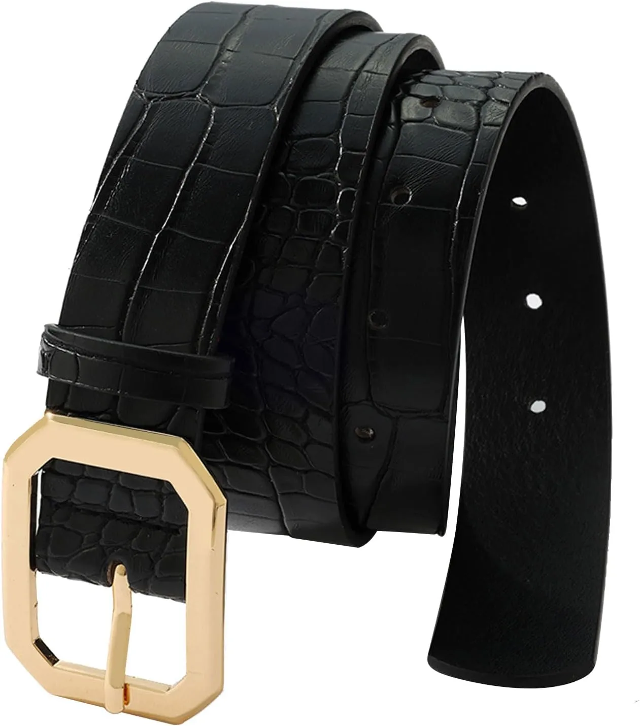 Long Keeper Women Leather Belt - Ladies Waist Belt for Pants Jeans Dresses With Square Buckle Soft Vegan Leather Casual Belt