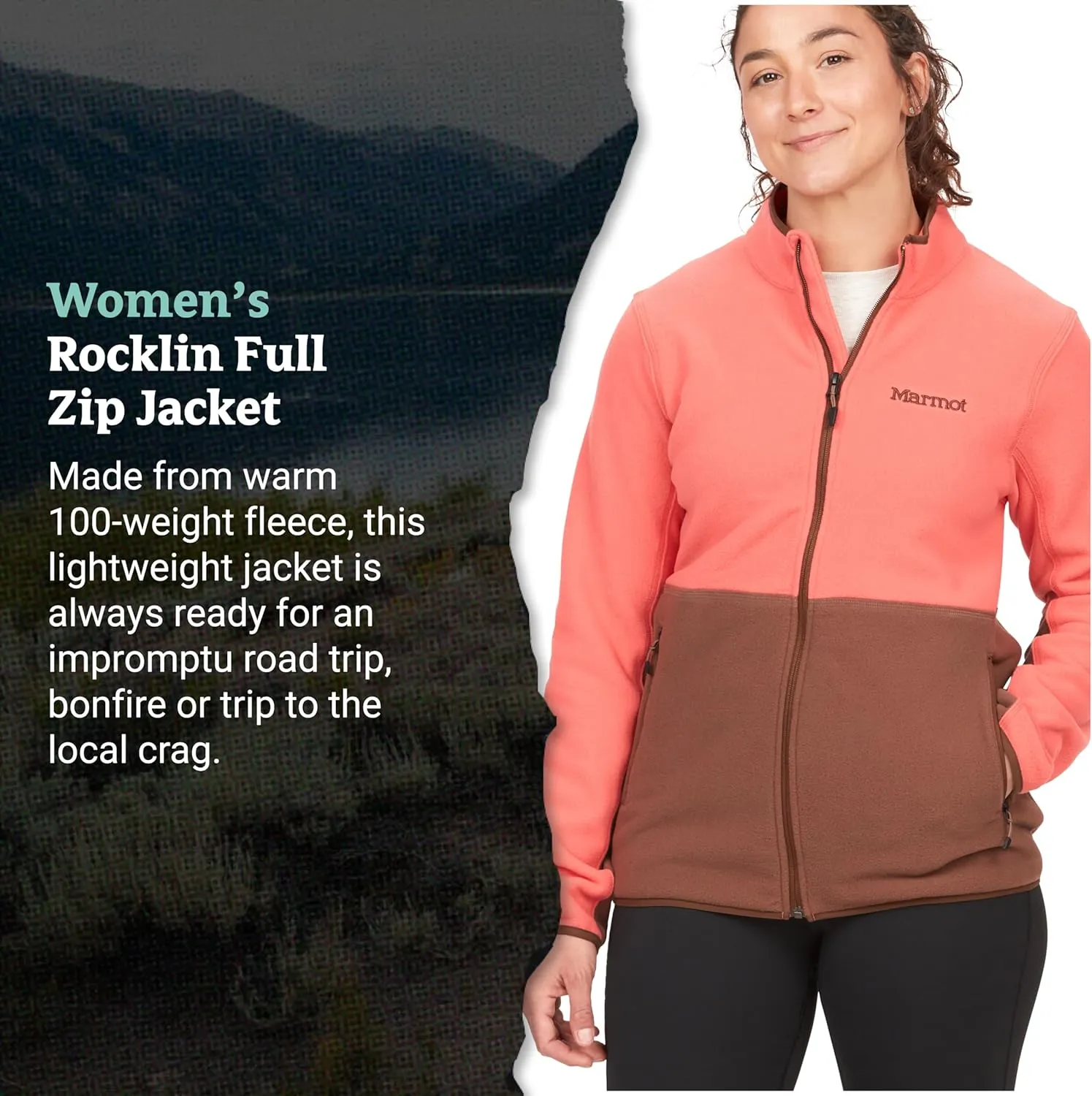 MARMOT Women's Rocklin Full-Zip Jacket - Classic, Warm, Lightweight 100-Weight Fleece Layer
