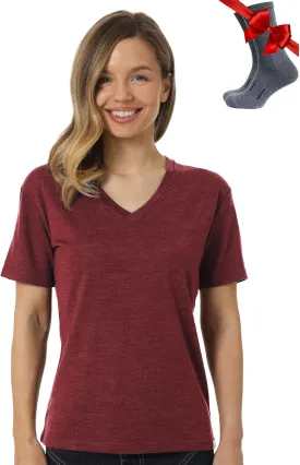 Merino.tech Merino Wool T Shirt Women - 100% Merino Wool Base Layer Women Short Sleeve Moisture-Wicking Tee and Hiking Socks