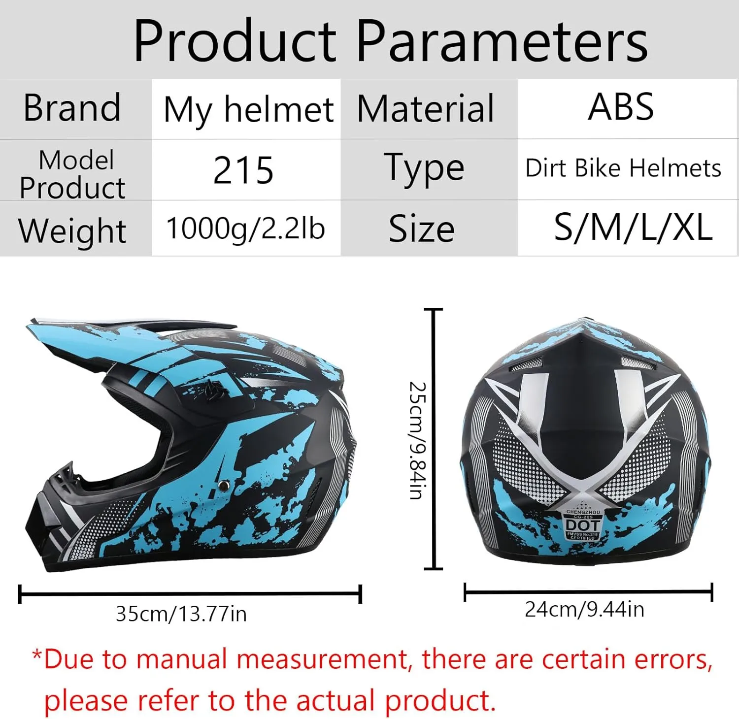 Motorcycle Dirt Bike Helmet Full Face Motocross Helmets for Outdoor Sports Off Road Racing Mountain Bike Men Women Off-Road Helmet Gloves Goggles for Adult Youth DOT/FMVSS 218 Approve