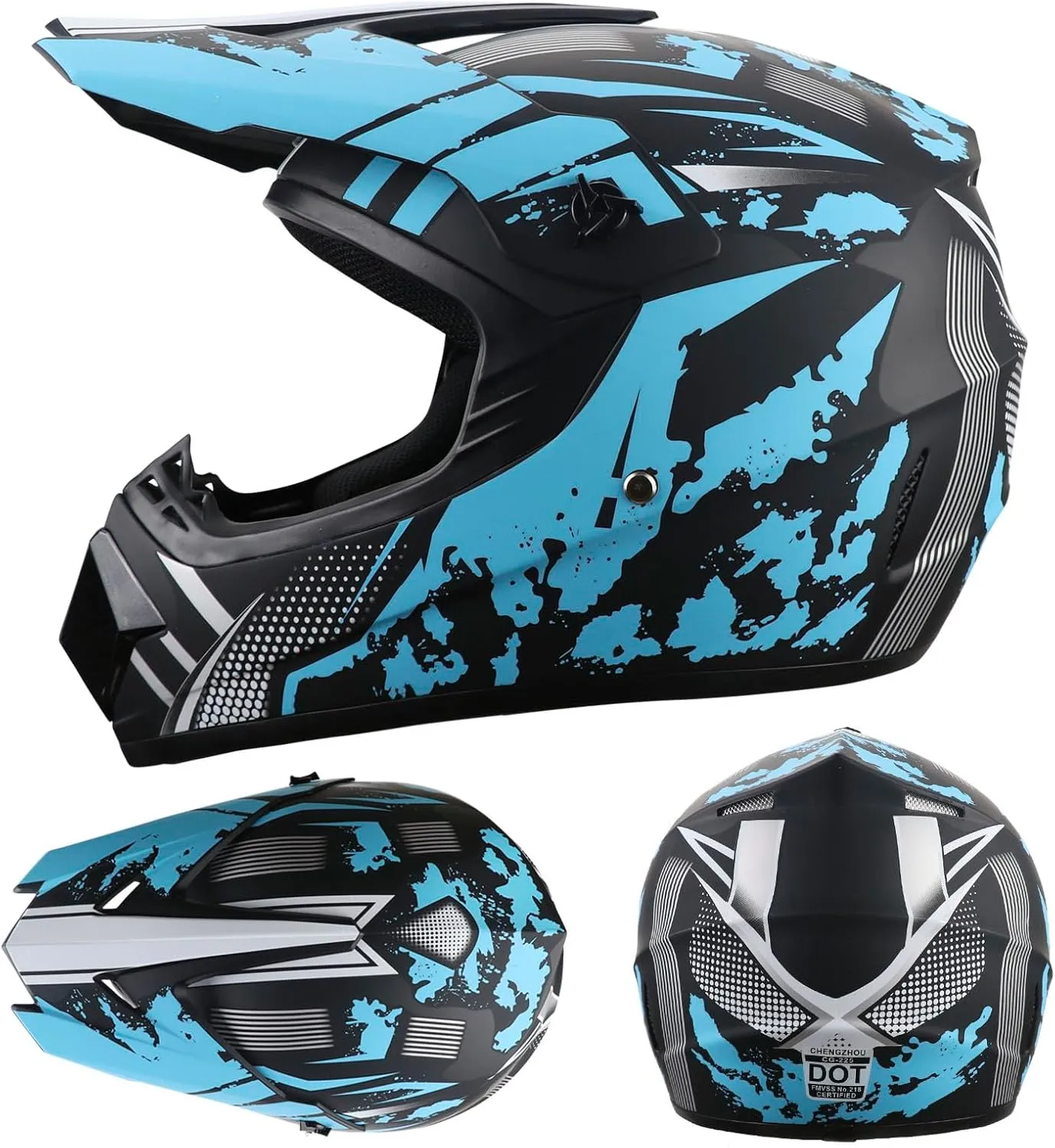 Motorcycle Dirt Bike Helmet Full Face Motocross Helmets for Outdoor Sports Off Road Racing Mountain Bike Men Women Off-Road Helmet Gloves Goggles for Adult Youth DOT/FMVSS 218 Approve
