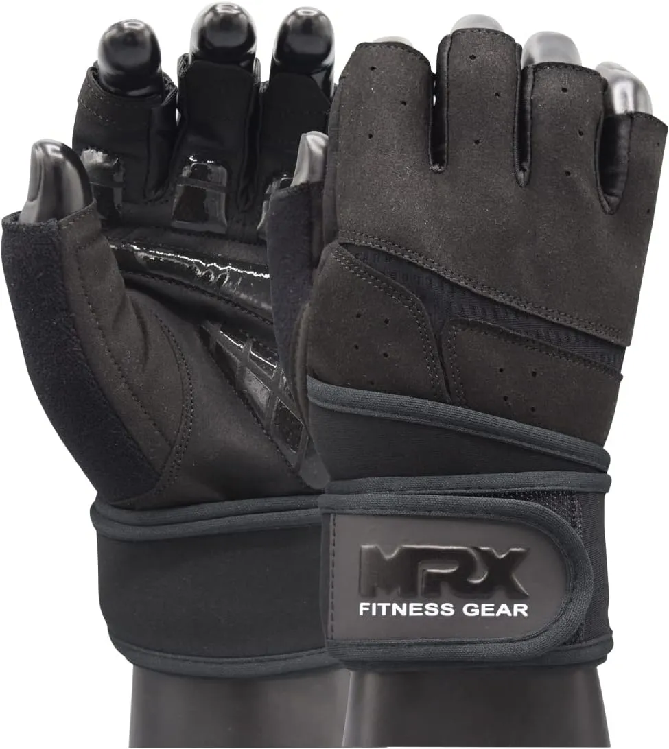MRX Weightlifting Gloves for Men Workout Gloves Mens Wrist Support Lifting Gloves Male Gym Gloves | Workout Gym Accessories for Men Weight Lifting Fingerless Gym Exercise for Powerlifting