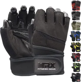 MRX Weightlifting Gloves for Men Workout Gloves Mens Wrist Support Lifting Gloves Male Gym Gloves | Workout Gym Accessories for Men Weight Lifting Fingerless Gym Exercise for Powerlifting