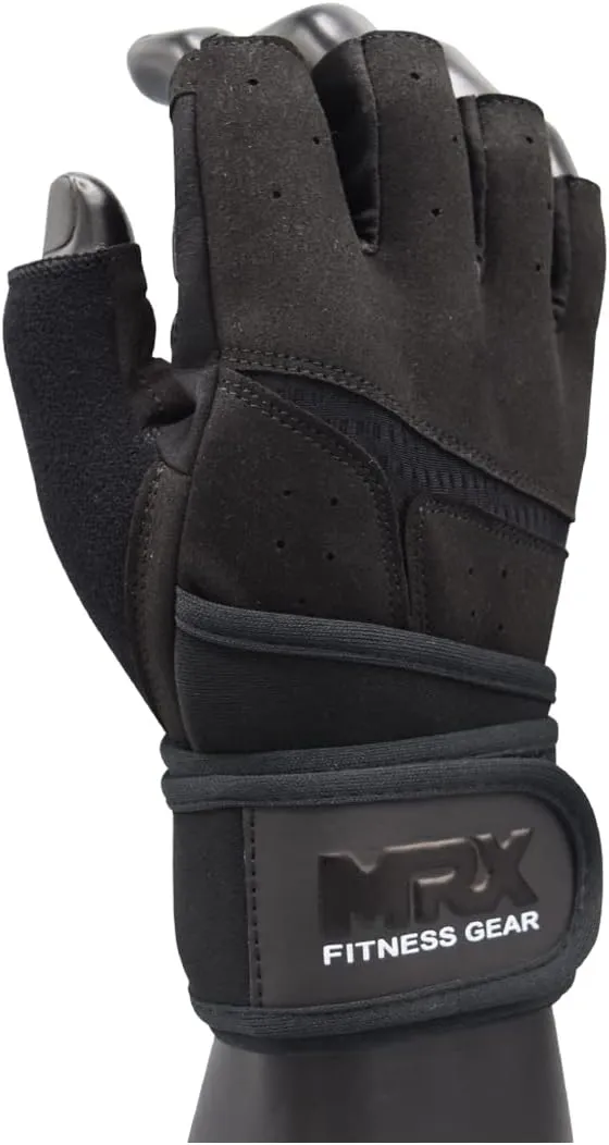 MRX Weightlifting Gloves for Men Workout Gloves Mens Wrist Support Lifting Gloves Male Gym Gloves | Workout Gym Accessories for Men Weight Lifting Fingerless Gym Exercise for Powerlifting