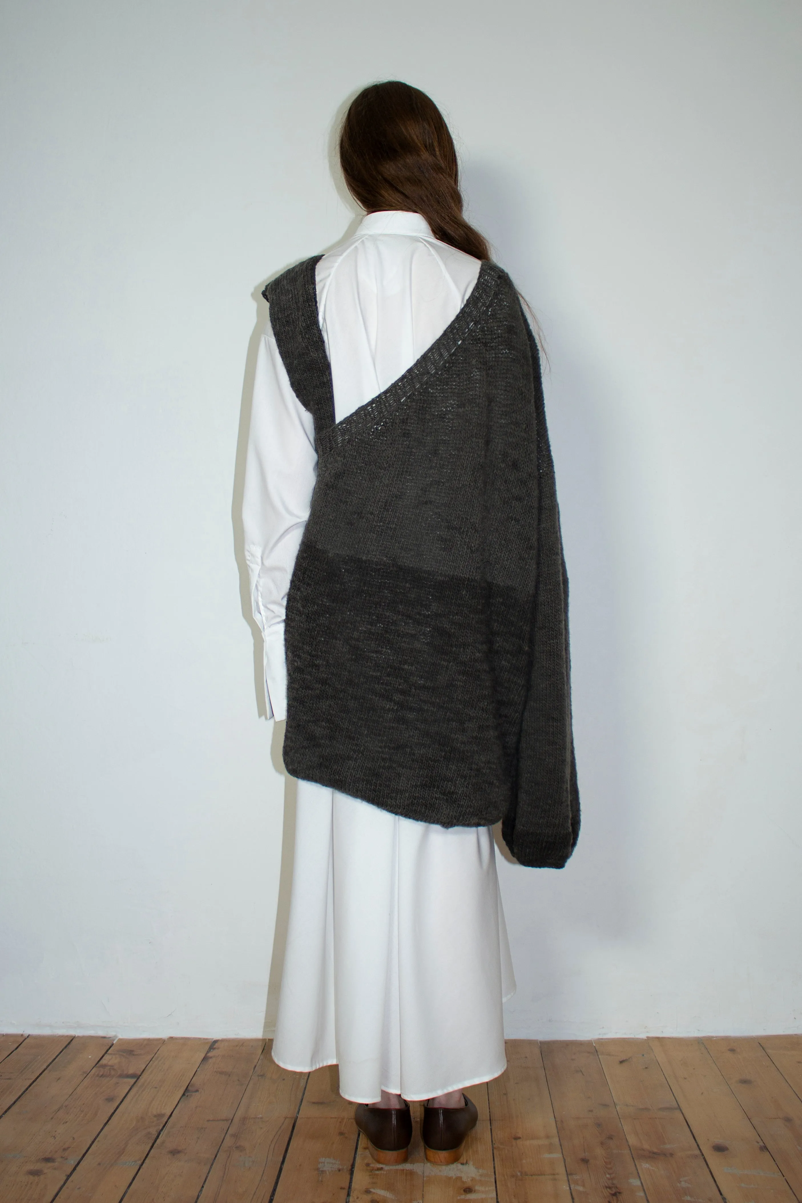 Naturally dyed asymmetric hand-knitted dress