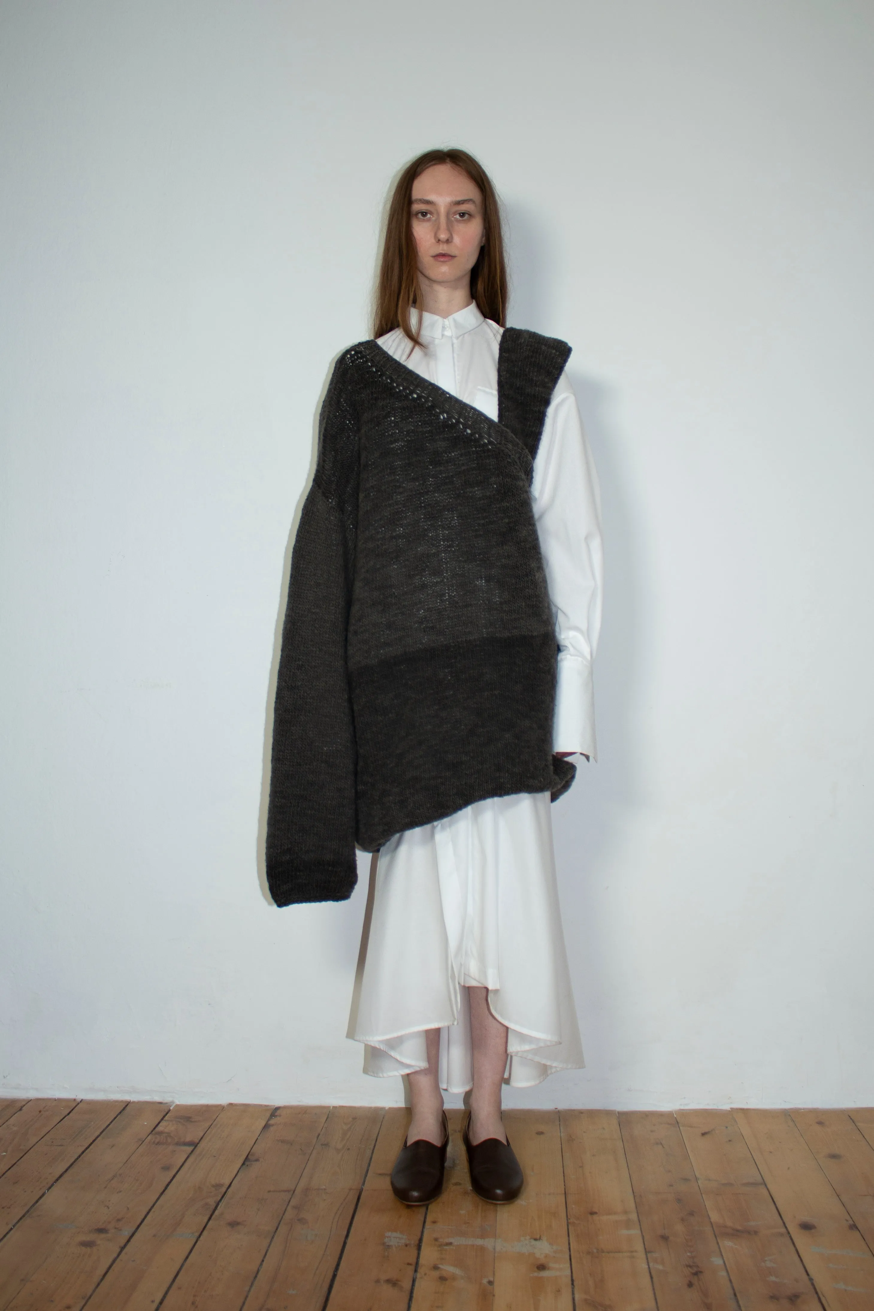 Naturally dyed asymmetric hand-knitted dress