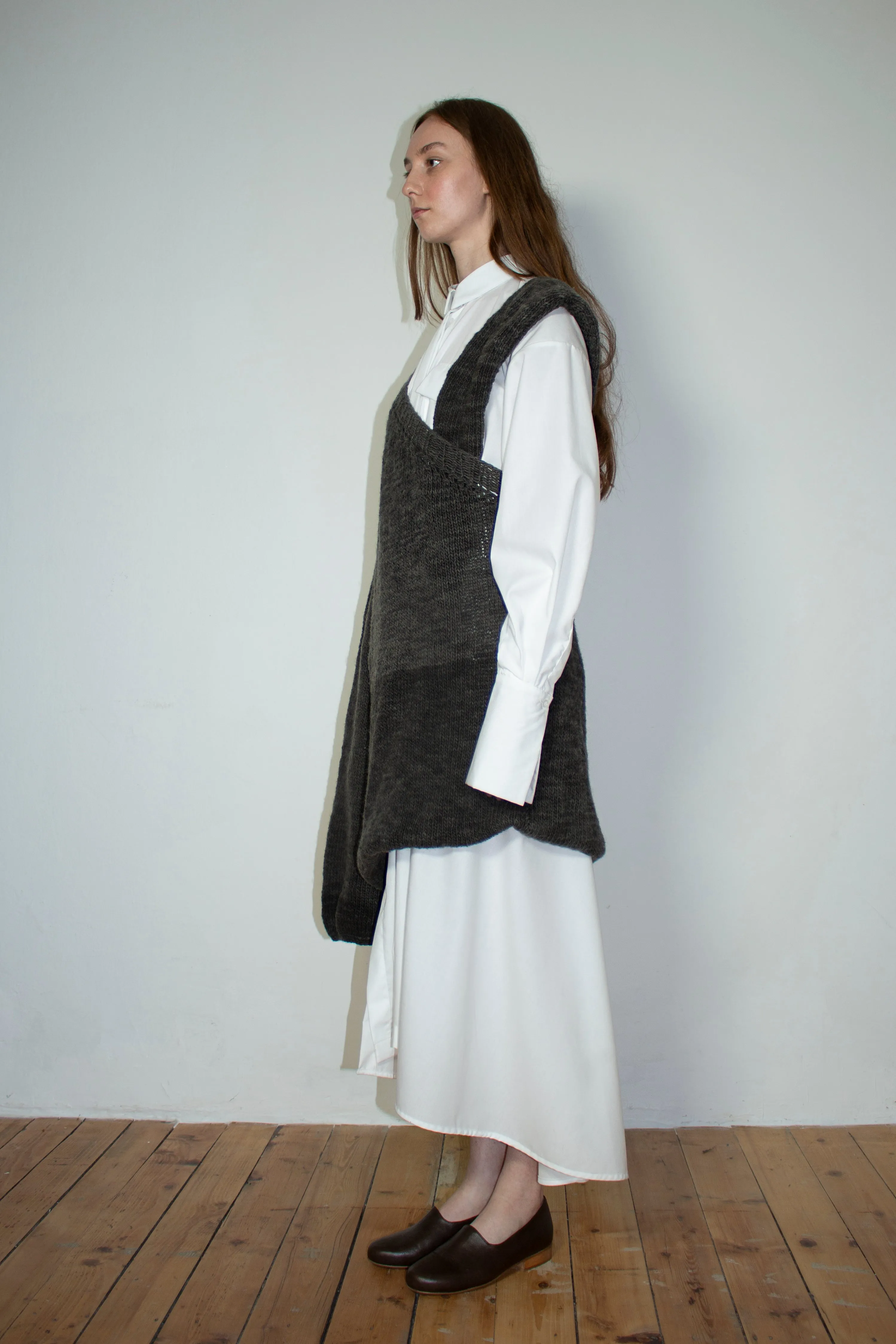 Naturally dyed asymmetric hand-knitted dress