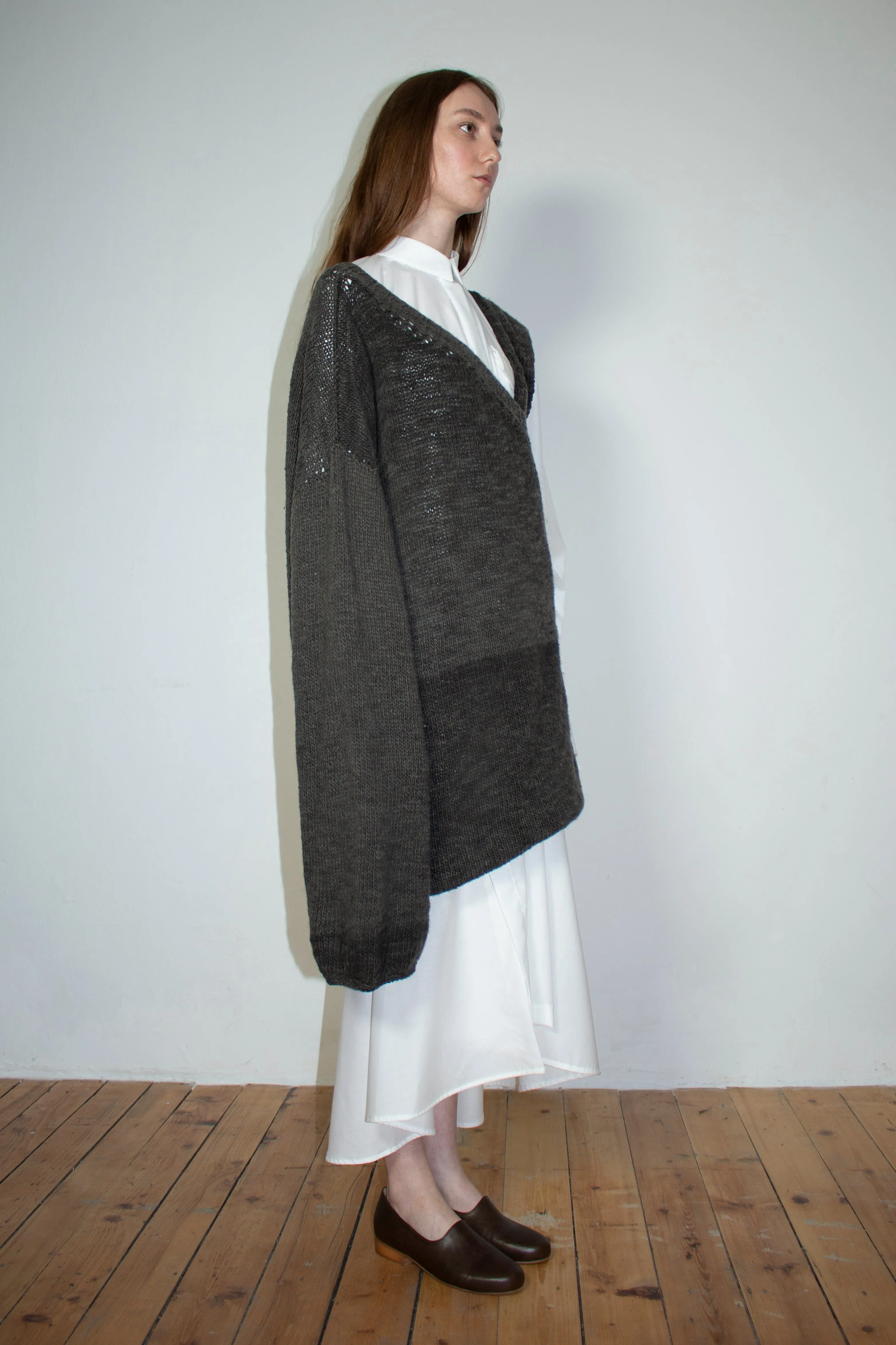 Naturally dyed asymmetric hand-knitted dress
