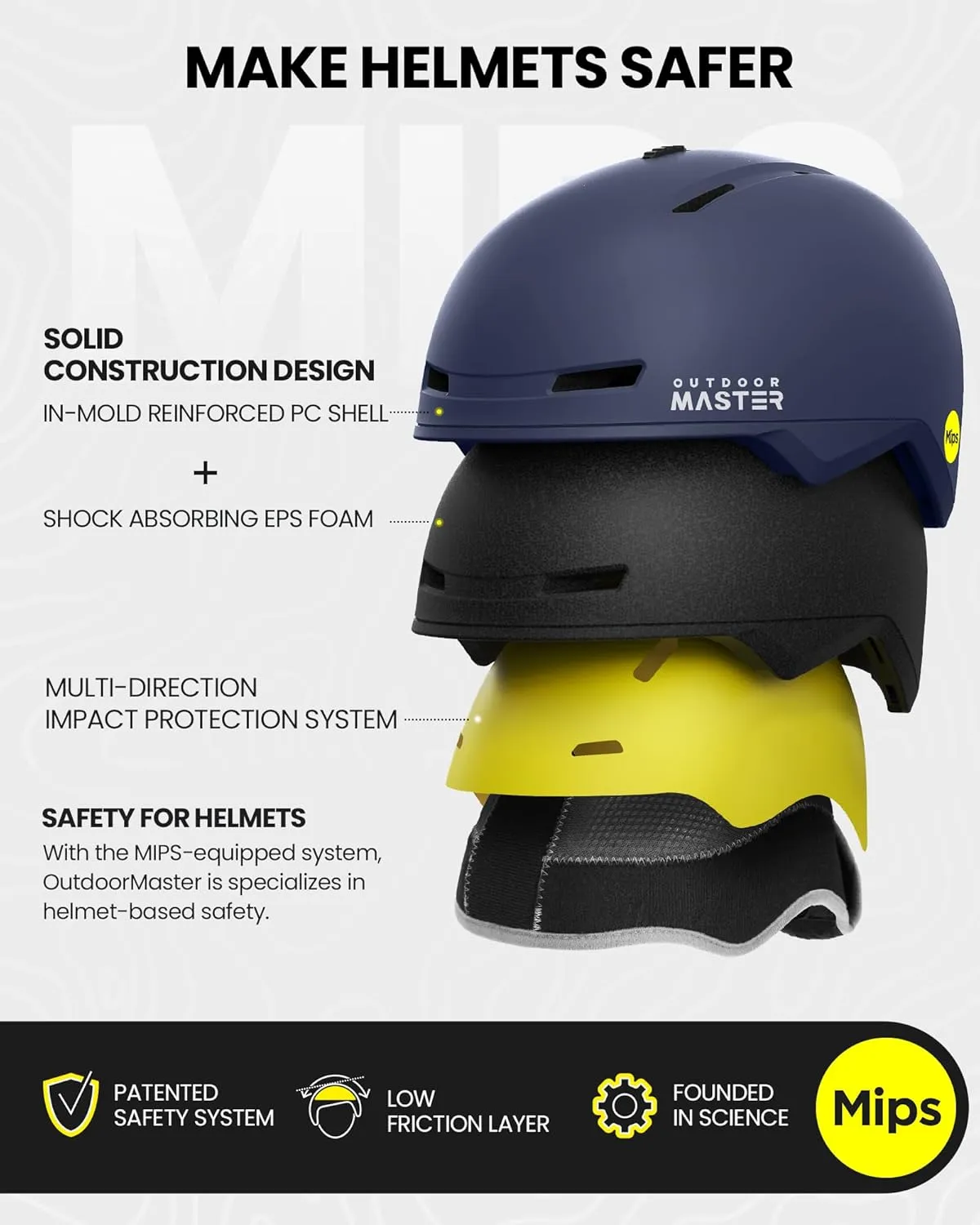 OutdoorMaster Diamond II MIPS Ski Helmet with Ski Goggles PRO Set - Adjustable Fit Snowboard Helmet and Snow Goggles Set - Snow Sport Helmet for Men, Women & Youth